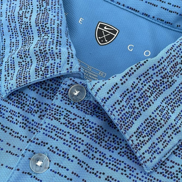 Vintage Nike Golf Men's XL Blue Polo Shirt FIT DRY Micro Print Made in Taiwan - Picture 7 of 11